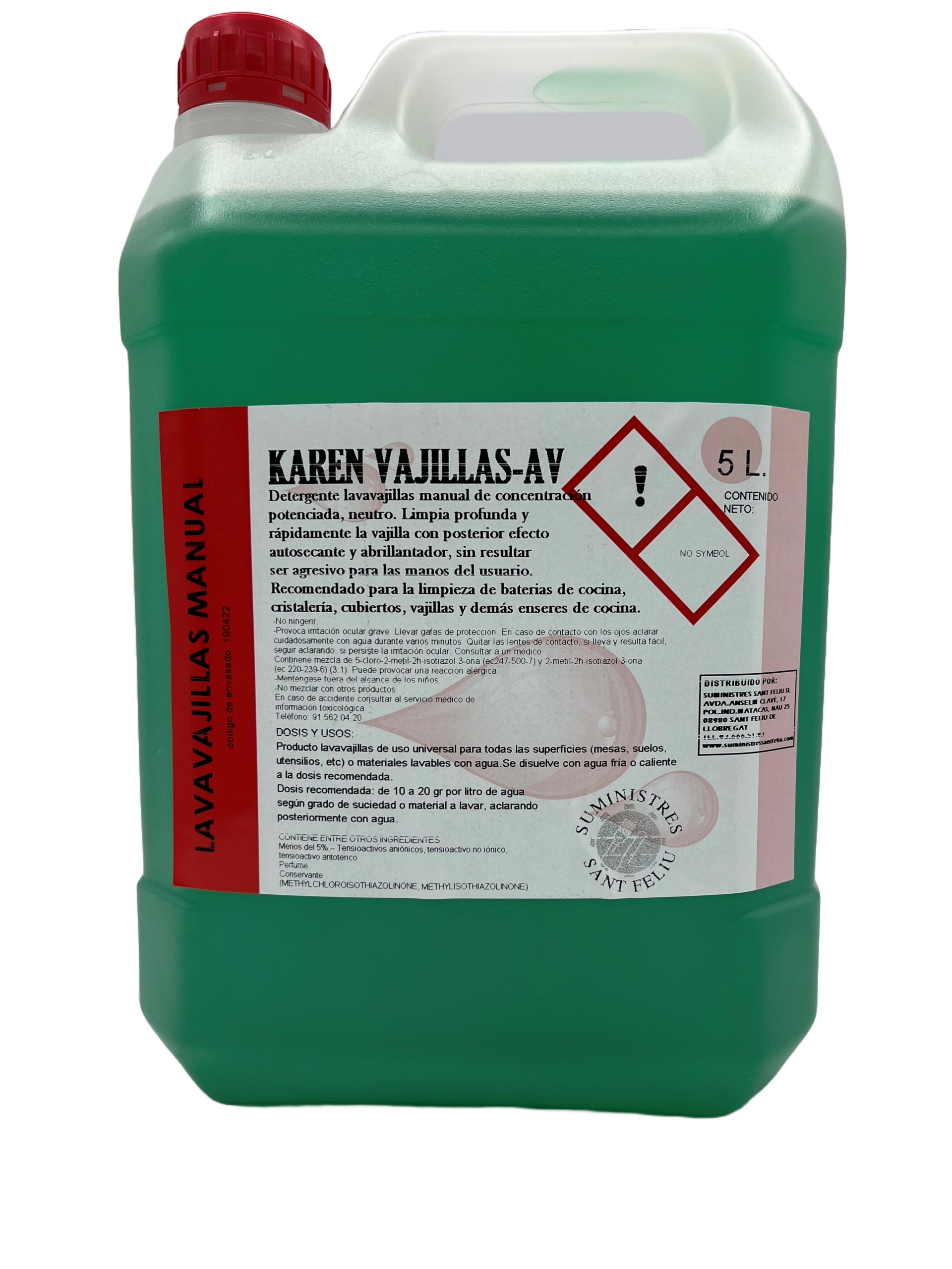 Lavavajillas Manual Concentrado Profesional Karen Vajillas especial garrafa 5 litros